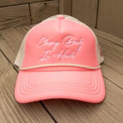 Embroidered Hat - Light Pink Trucker Hat - White Thread