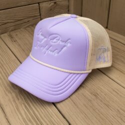 Embroidered Hat - Lavender Trucker Hat - White Thread