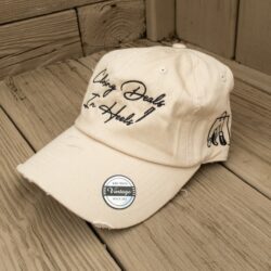 Embroidered Hat - Cream Hat - Black Thread